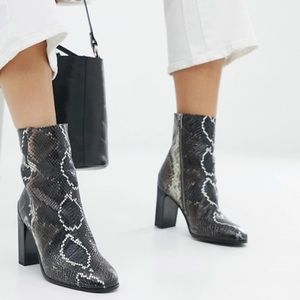 All Saints Roka Snake Print Leather Boots